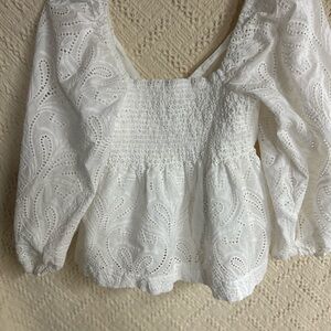 Banana Republic White Eyelet Blouse